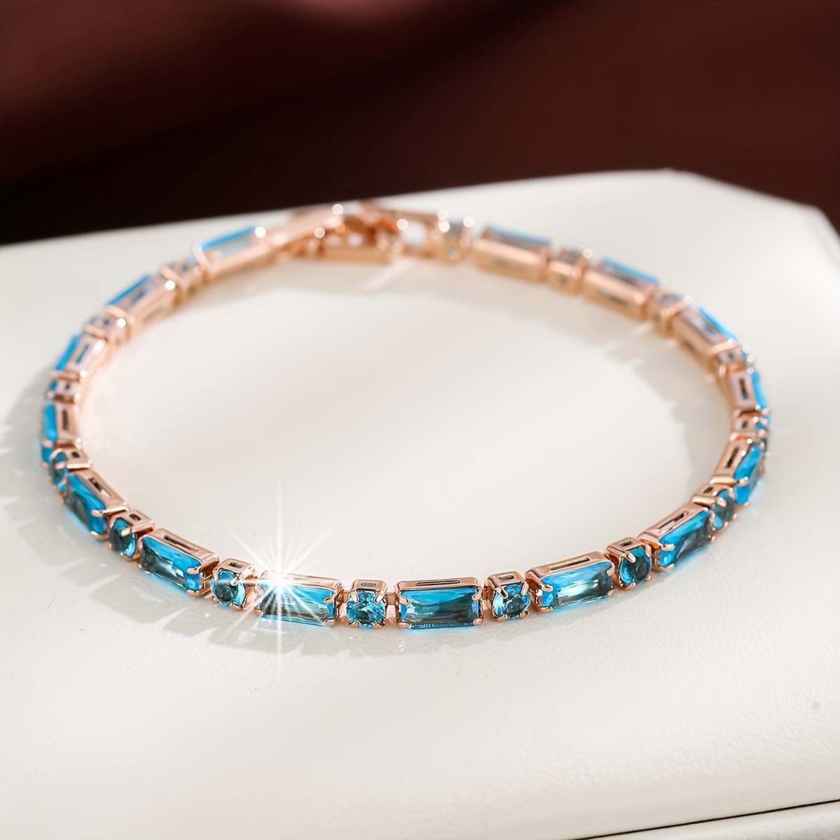Vintage Ocean Zirconia Bracelet - Women's Delicate Bangle